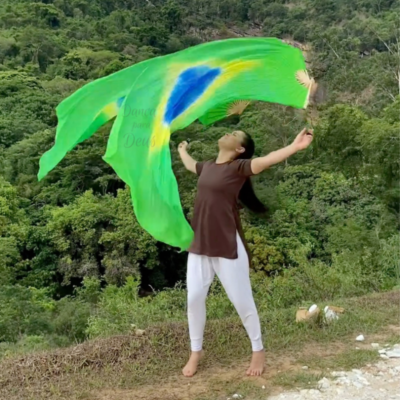Fan Véu - Leque Brasil - Loja Dança para Deus